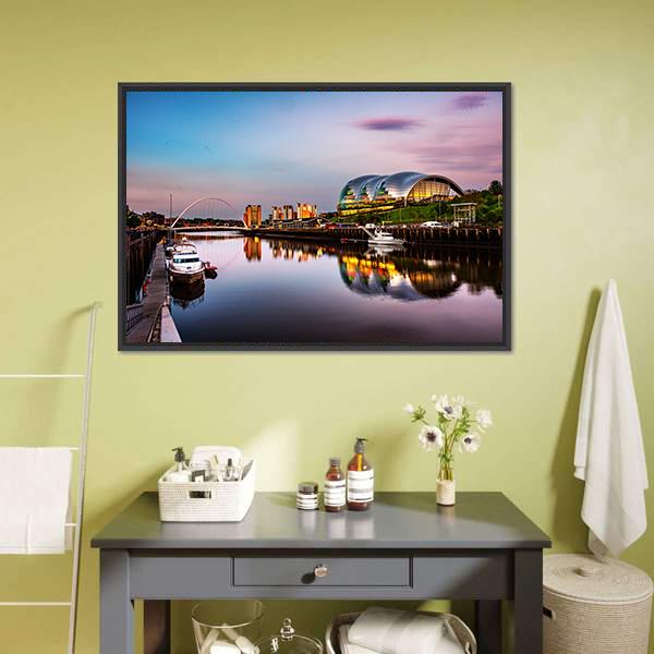 Newcastle Upon Tyne Canvas Wall Art-1 Piece-Floating Frame-24" x 16"-Tiaracle