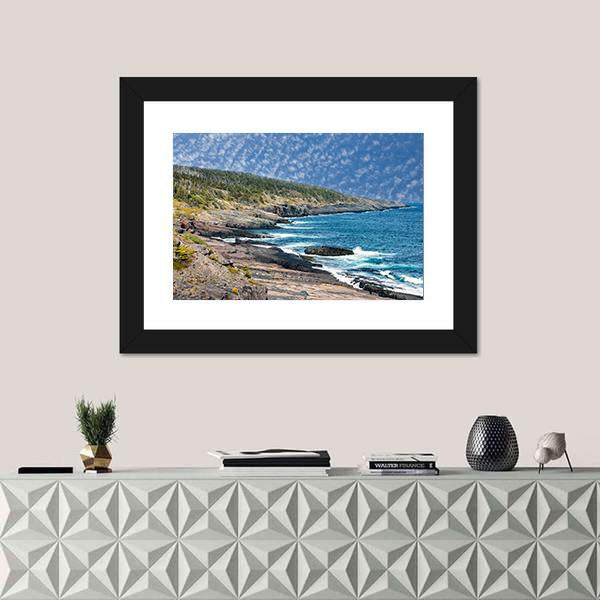 Newfoundland Sea Shore Canada Canvas Wall Art-1 Piece-Framed Print-20" x 16"-Tiaracle