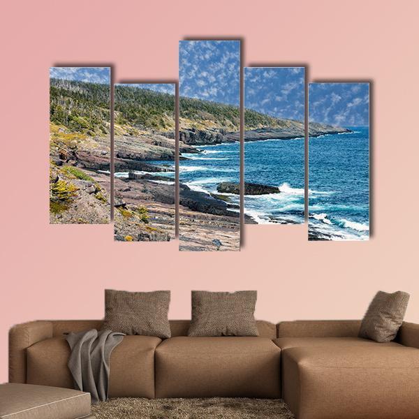 Newfoundland Sea Shore Canada Canvas Wall Art-5 Pop-Gallery Wrap-47" x 32"-Tiaracle