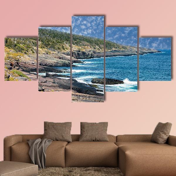 Newfoundland Sea Shore Canada Canvas Wall Art-5 Pop-Gallery Wrap-47" x 32"-Tiaracle