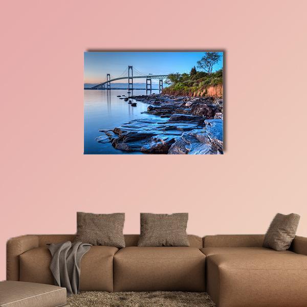 Newport Bridge From Taylor Canvas Wall Art-1 Piece-Gallery Wrap-36" x 24"-Tiaracle