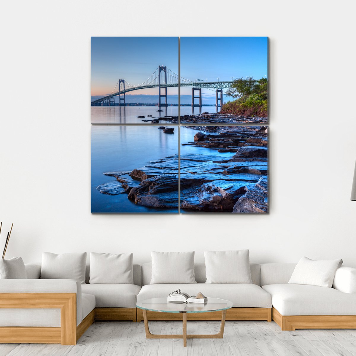 Newport Bridge From Taylor Canvas Wall Art-4 Square-Gallery Wrap-17" x 17"-Tiaracle