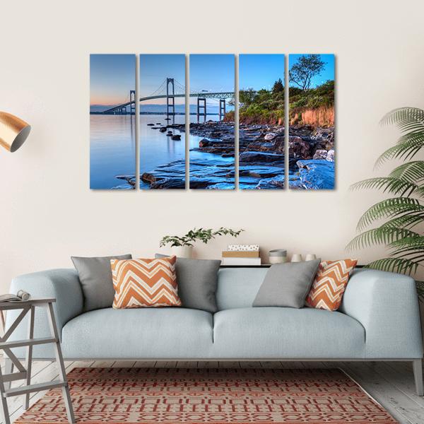 Newport Bridge From Taylor Canvas Wall Art-5 Horizontal-Gallery Wrap-22" x 12"-Tiaracle