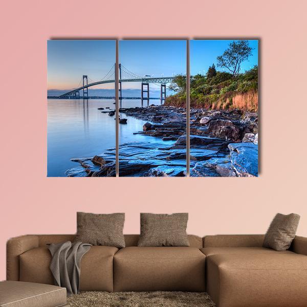 Newport Bridge From Taylor Canvas Wall Art-3 Horizontal-Gallery Wrap-37" x 24"-Tiaracle