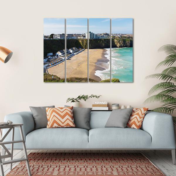 Newquay Beach Of Tolcarne Canvas Wall Art-4 Horizontal-Gallery Wrap-34" x 24"-Tiaracle