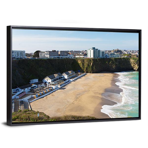 Newquay Beach Of Tolcarne Canvas Wall Art-3 Horizontal-Gallery Wrap-25" x 16"-Tiaracle