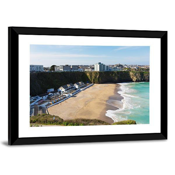 Newquay Beach Of Tolcarne Canvas Wall Art-3 Horizontal-Gallery Wrap-25" x 16"-Tiaracle