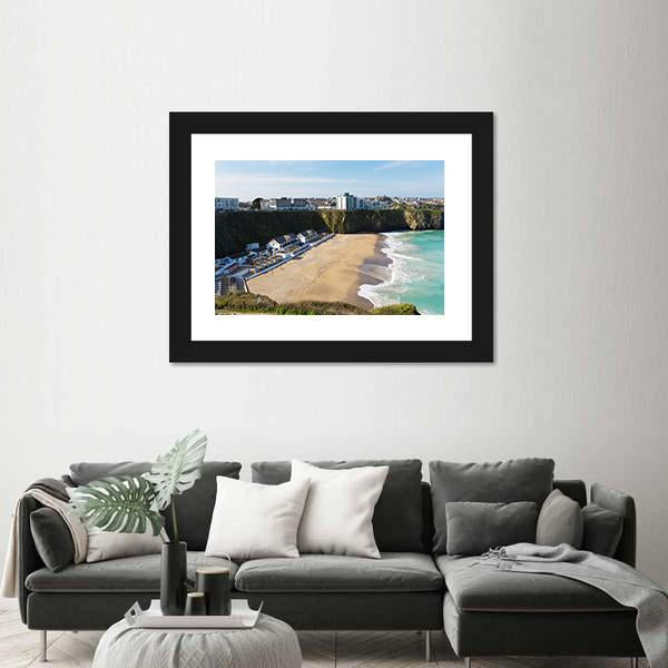 Newquay Beach Of Tolcarne Canvas Wall Art-3 Horizontal-Gallery Wrap-25" x 16"-Tiaracle