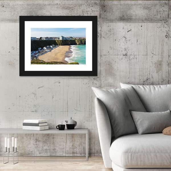 Newquay Beach Of Tolcarne Canvas Wall Art-3 Horizontal-Gallery Wrap-25" x 16"-Tiaracle