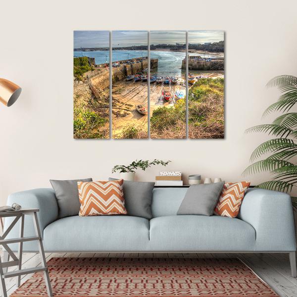 Newquay Harbour UK Canvas Wall Art-4 Horizontal-Gallery Wrap-34" x 24"-Tiaracle