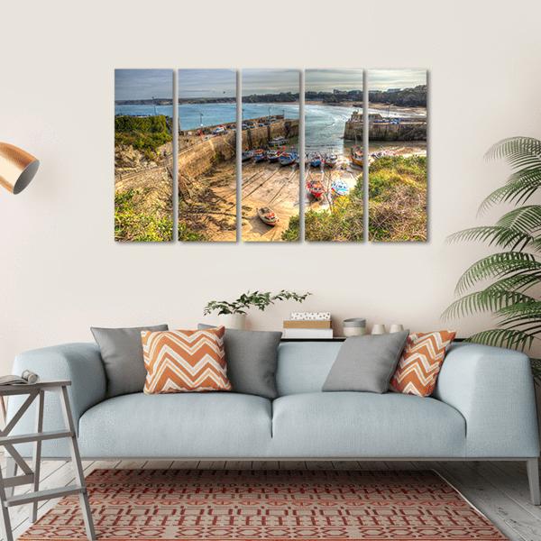 Newquay Harbour UK Canvas Wall Art-5 Horizontal-Gallery Wrap-22" x 12"-Tiaracle