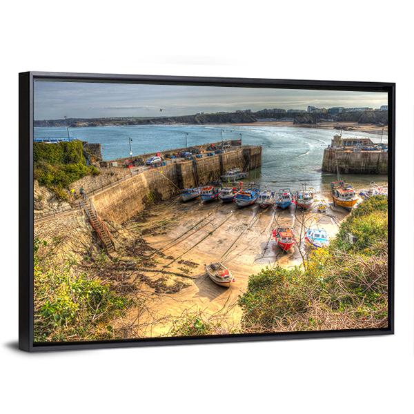 Newquay Harbour UK Canvas Wall Art-3 Horizontal-Gallery Wrap-25" x 16"-Tiaracle