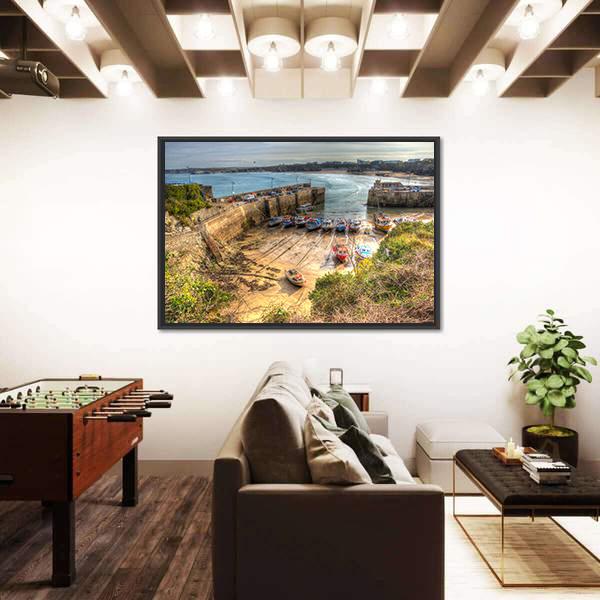 Newquay Harbour UK Canvas Wall Art-3 Horizontal-Gallery Wrap-25" x 16"-Tiaracle