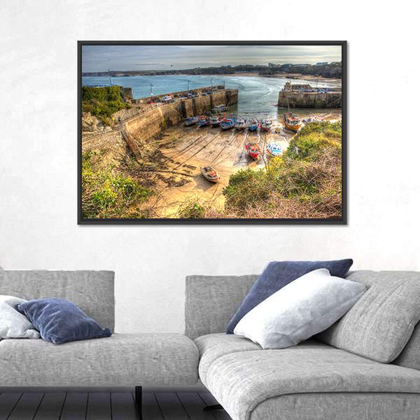 Newquay Harbour UK Canvas Wall Art-3 Horizontal-Gallery Wrap-25" x 16"-Tiaracle