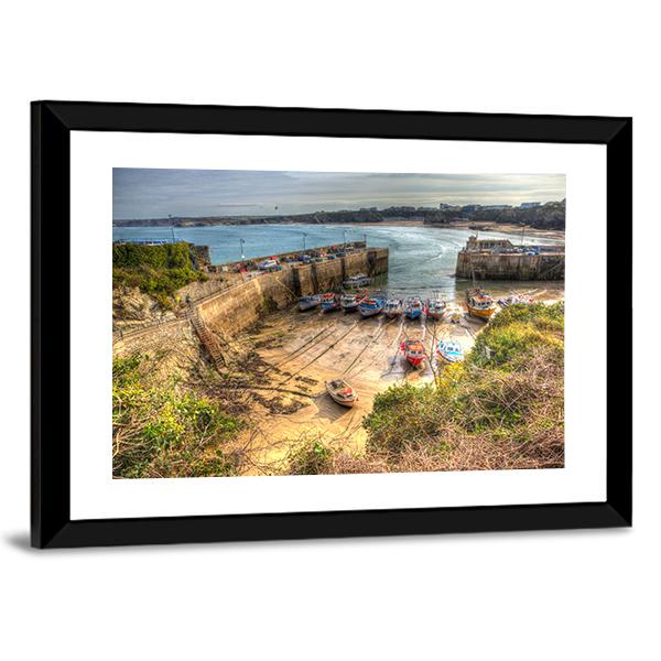 Newquay Harbour UK Canvas Wall Art-3 Horizontal-Gallery Wrap-25" x 16"-Tiaracle
