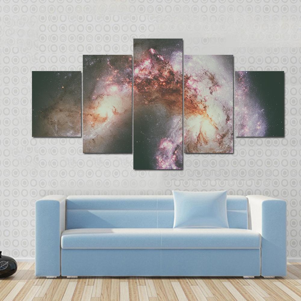 The Antennae Galaxies Canvas Wall Art-5 Star-Gallery Wrap-62" x 32"-Tiaracle