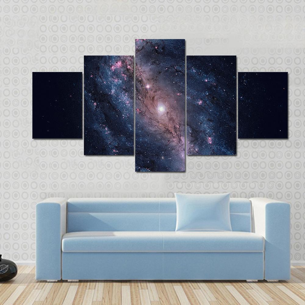 NGC 6217 Galaxy Canvas Wall Art-5 Star-Gallery Wrap-62" x 32"-Tiaracle