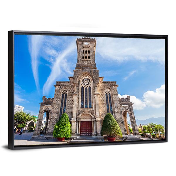 Nha Trang Cathedral Canvas Wall Art-3 Horizontal-Gallery Wrap-25" x 16"-Tiaracle