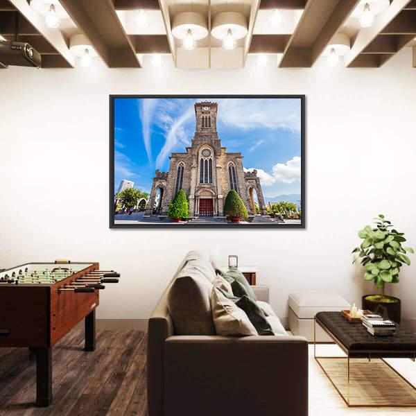 Nha Trang Cathedral Canvas Wall Art-3 Horizontal-Gallery Wrap-25" x 16"-Tiaracle