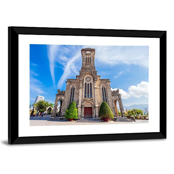 Nha Trang Cathedral Canvas Wall Art-3 Horizontal-Gallery Wrap-25" x 16"-Tiaracle