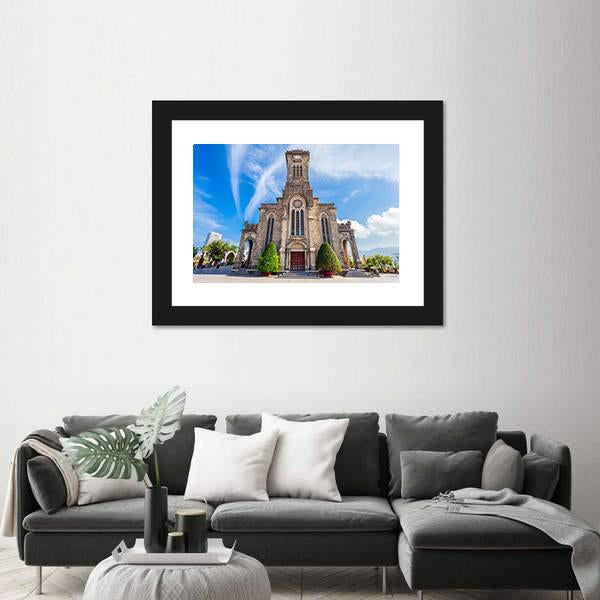 Nha Trang Cathedral Canvas Wall Art-3 Horizontal-Gallery Wrap-25" x 16"-Tiaracle