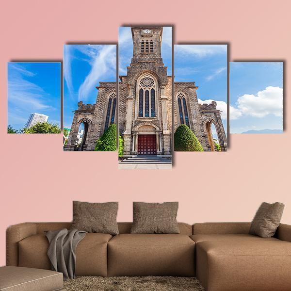 Nha Trang Cathedral Canvas Wall Art-5 Star-Gallery Wrap-62" x 32"-Tiaracle