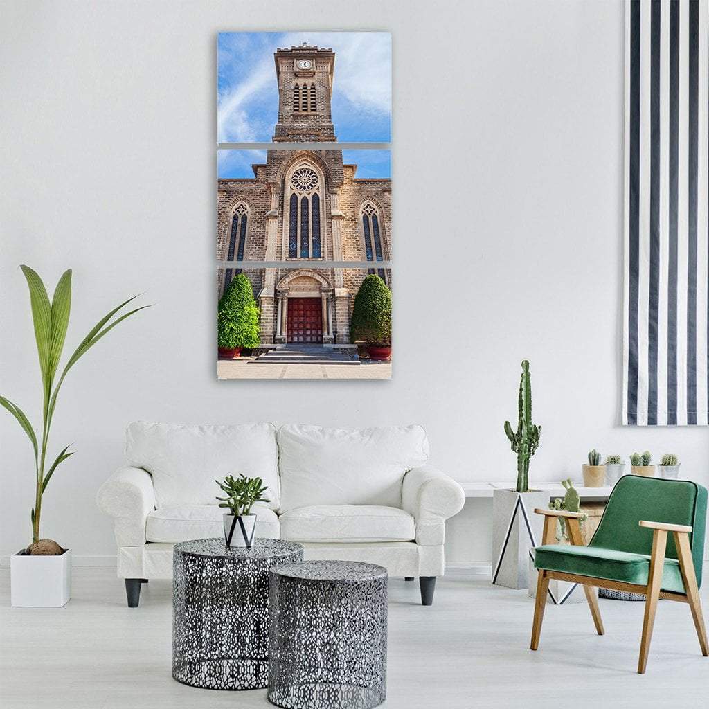 Nha Trang Cathedral Vertical Canvas Wall Art-3 Vertical-Gallery Wrap-12" x 25"-Tiaracle