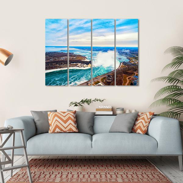 Niagara Falls Between United States Of America Canvas Wall Art-4 Horizontal-Gallery Wrap-34" x 24"-Tiaracle