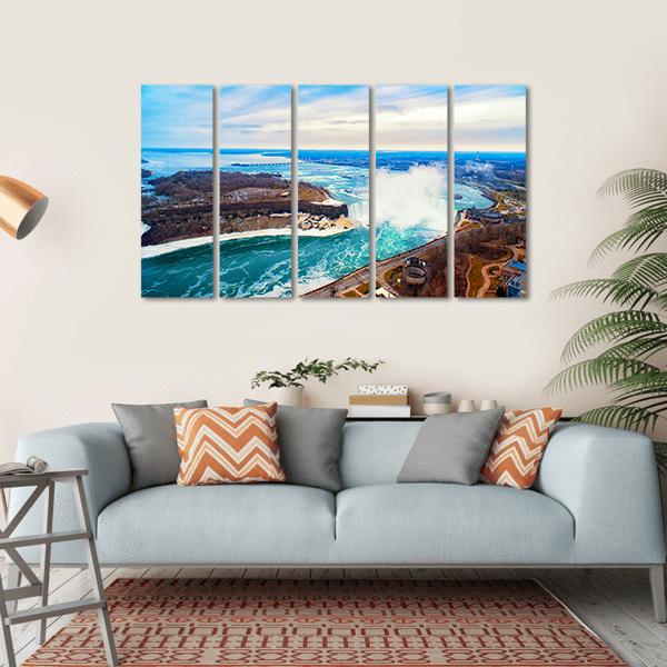 Niagara Falls Between United States Of America Canvas Wall Art-5 Horizontal-Gallery Wrap-22" x 12"-Tiaracle