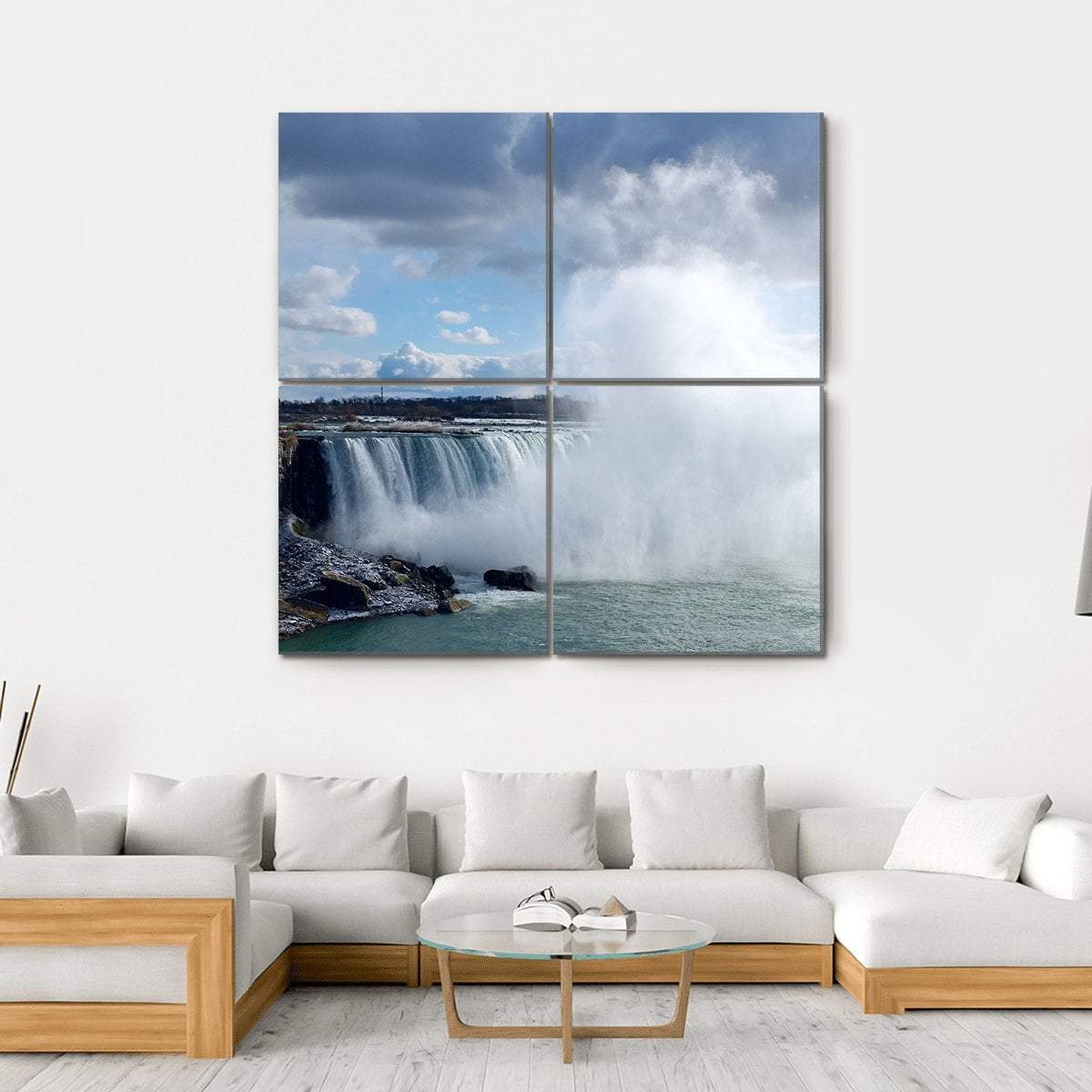 Niagara Falls From Canadian Bank Canvas Wall Art-4 Square-Gallery Wrap-17" x 17"-Tiaracle