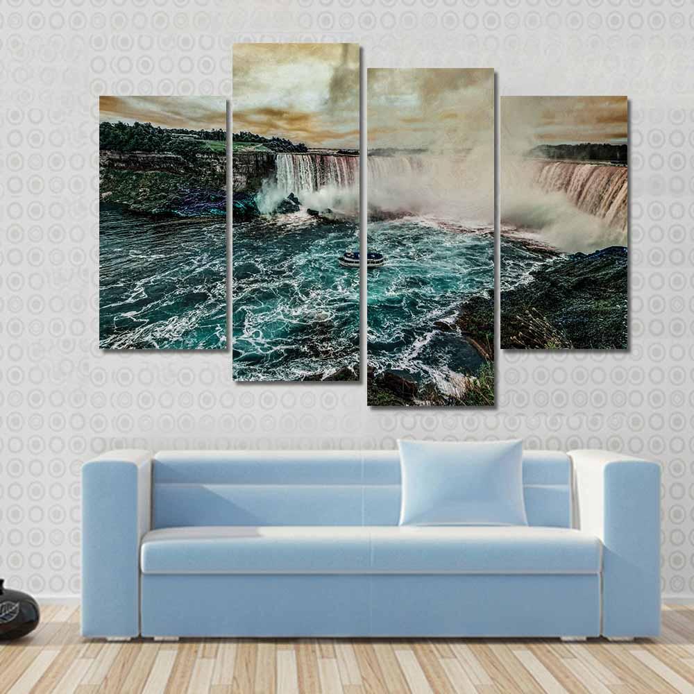 Niagara Falls From Canadian Side Canvas Wall Art-4 Pop-Gallery Wrap-50" x 32"-Tiaracle
