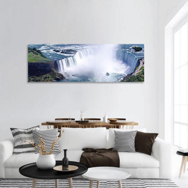 Niagara Falls In Ontario Panoramic Canvas Wall Art-3 Piece-25" x 08"-Tiaracle