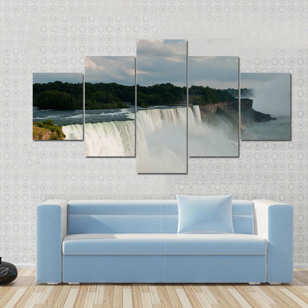 Niagara Falls From US Side Canvas Wall Art-4 Pop-Gallery Wrap-50" x 32"-Tiaracle