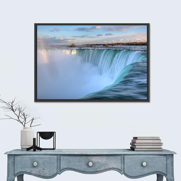 Niagara Waterfalls From Canadian Side Canvas Wall Art-1 Piece-Floating Frame-24" x 16"-Tiaracle
