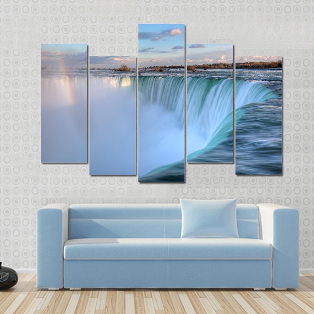 Niagara Waterfalls From Canadian Side Canvas Wall Art-5 Pop-Gallery Wrap-47" x 32"-Tiaracle