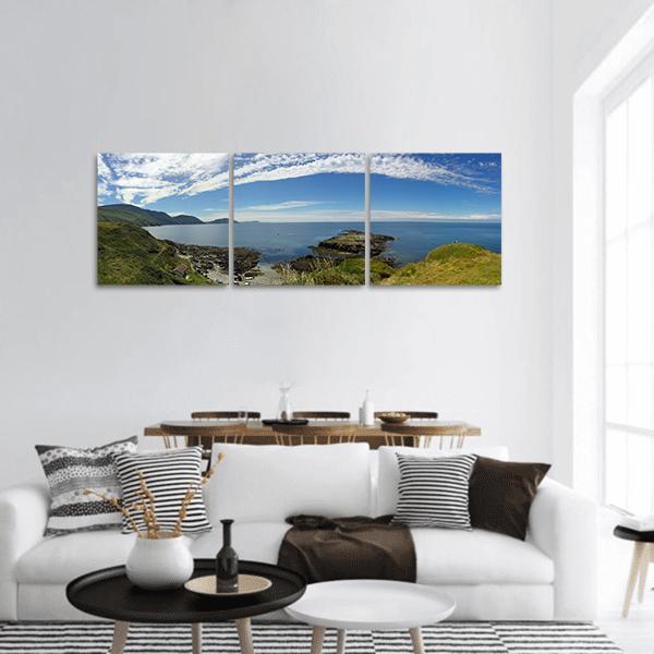Niarbyl Bay Isle Of Man Panoramic Canvas Wall Art-3 Piece-25" x 08"-Tiaracle