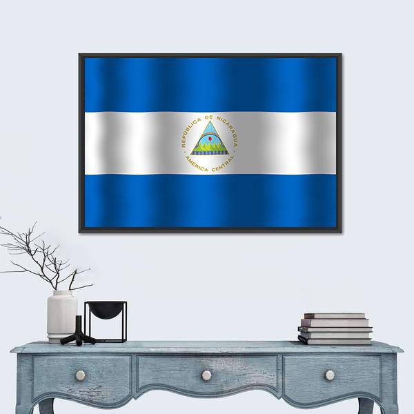 Nicaragua Flag Canvas Wall Art-1 Piece-Floating Frame-24" x 16"-Tiaracle