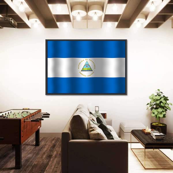 Nicaragua Flag Canvas Wall Art-3 Horizontal-Gallery Wrap-25" x 16"-Tiaracle