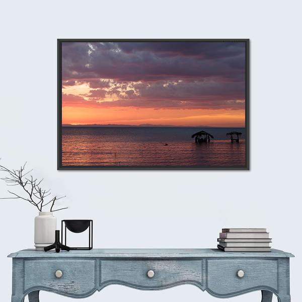 Nicaragua Lake At Sunrise Canvas Wall Art-1 Piece-Floating Frame-24" x 16"-Tiaracle
