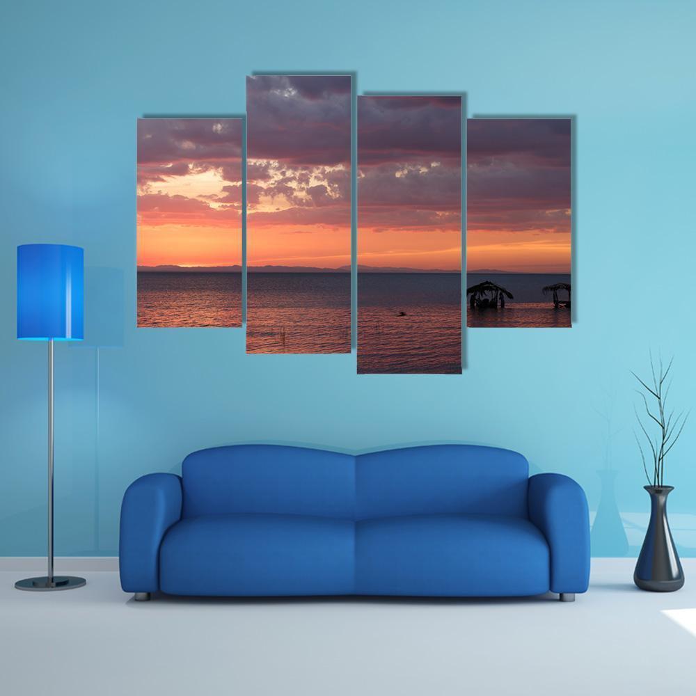 Nicaragua Lake At Sunrise Canvas Wall Art-4 Pop-Gallery Wrap-50" x 32"-Tiaracle