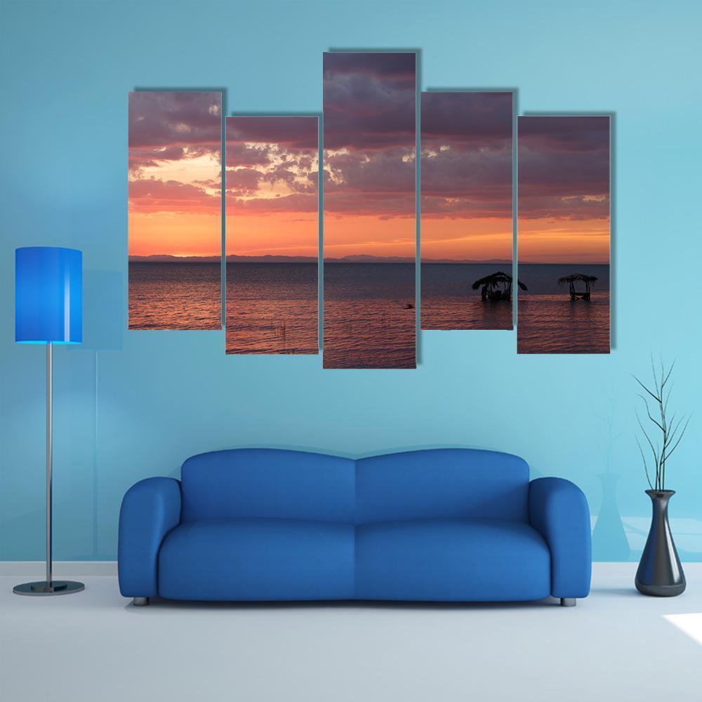 Nicaragua Lake At Sunrise Canvas Wall Art-5 Pop-Gallery Wrap-47" x 32"-Tiaracle