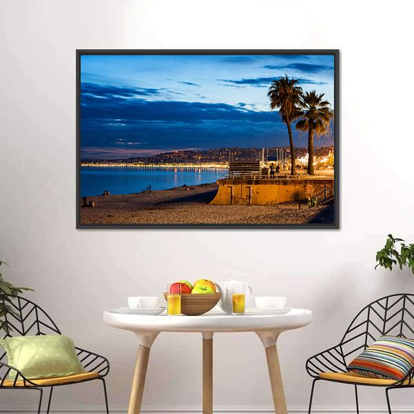 Nice City On French Riviera Canvas Wall Art-1 Piece-Floating Frame-24" x 16"-Tiaracle
