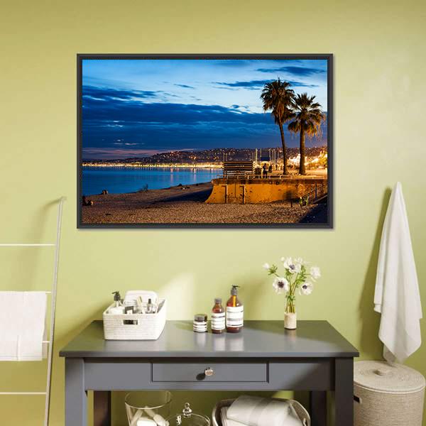 Nice City On French Riviera Canvas Wall Art-5 Horizontal-Gallery Wrap-22" x 12"-Tiaracle