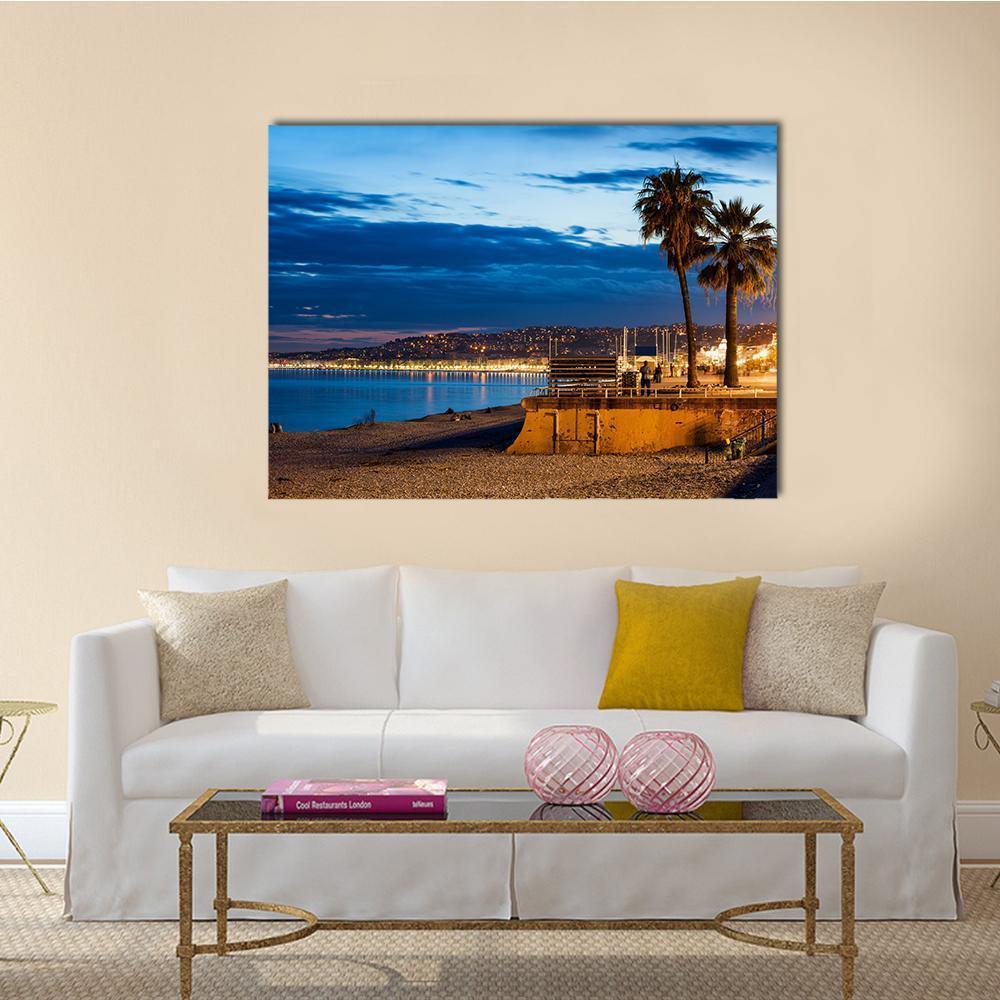 Nice City On French Riviera Canvas Wall Art-1 Piece-Gallery Wrap-48" x 32"-Tiaracle