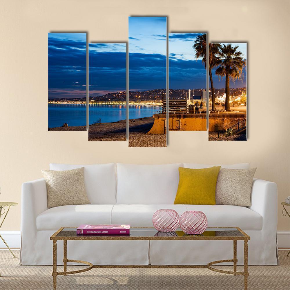 Nice City On French Riviera Canvas Wall Art-5 Pop-Gallery Wrap-47" x 32"-Tiaracle