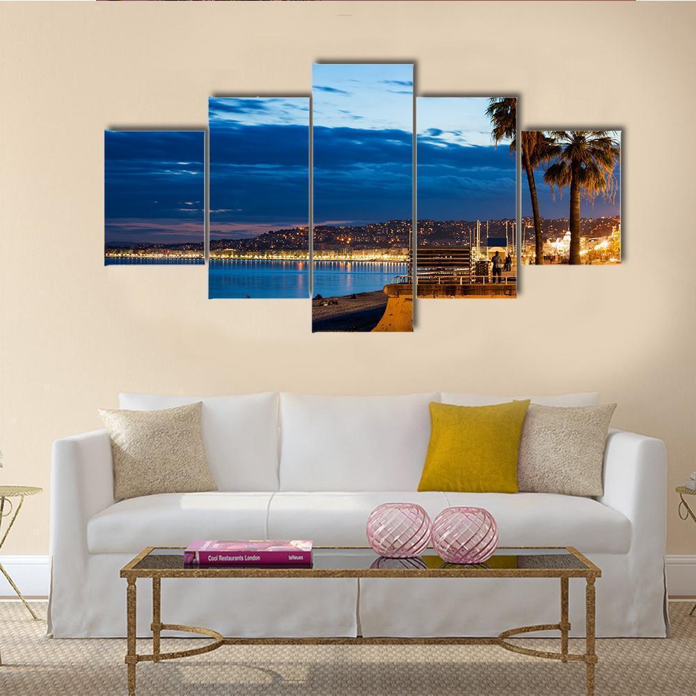Nice City On French Riviera Canvas Wall Art-5 Star-Gallery Wrap-62" x 32"-Tiaracle