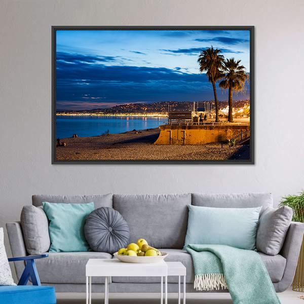 Nice City On French Riviera Canvas Wall Art-3 Horizontal-Gallery Wrap-25" x 16"-Tiaracle