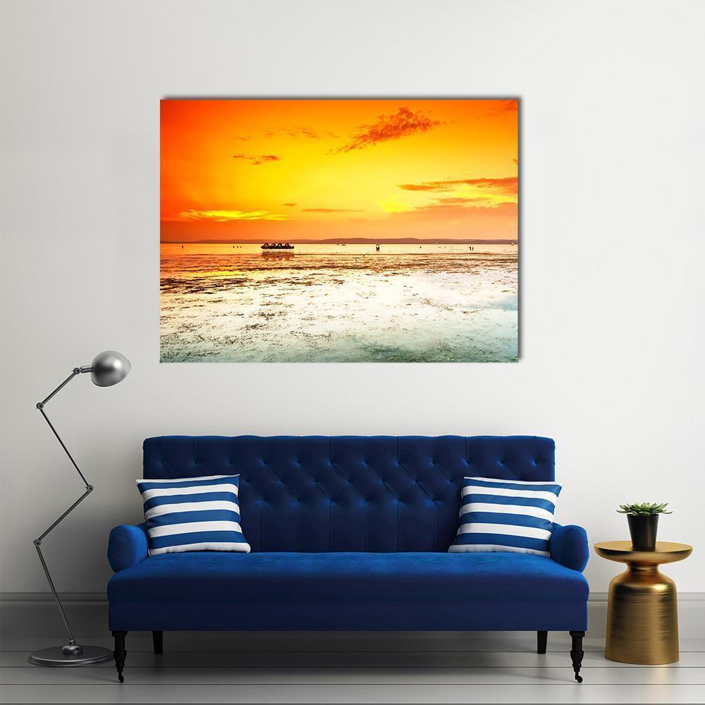 Amazing Sunset On Sea Canvas Wall Art-1 Piece-Gallery Wrap-48" x 32"-Tiaracle