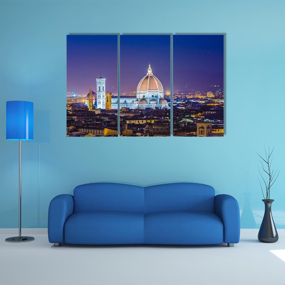 Florence During Evening Hours Canvas Wall Art-3 Horizontal-Gallery Wrap-37" x 24"-Tiaracle
