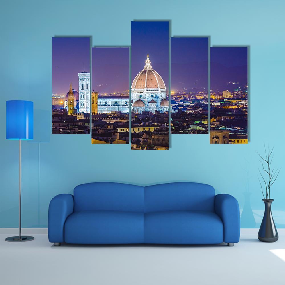 Florence During Evening Hours Canvas Wall Art-5 Pop-Gallery Wrap-47" x 32"-Tiaracle